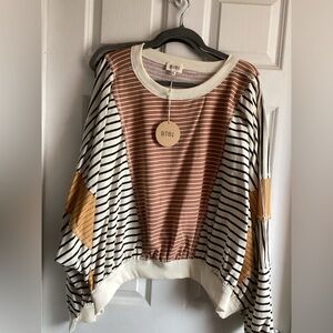 BiBi Striped Mixed-Panel Top very oversized NWT XL